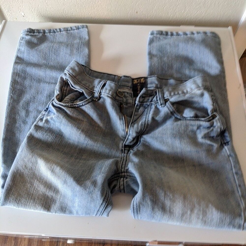 Y2K Jeans Boys 12 Junior 1  Boot Cut Jeans Back Pocket Detail Light Wash